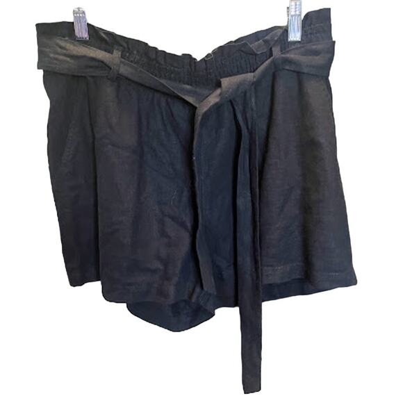 J. Crew Black Linen Blend Paper Bag Shorts - Size Medium - Picture 1 of 3